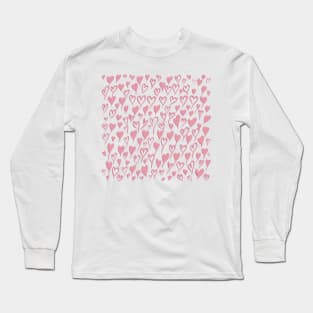 Love heart pattern in pale pink Long Sleeve T-Shirt